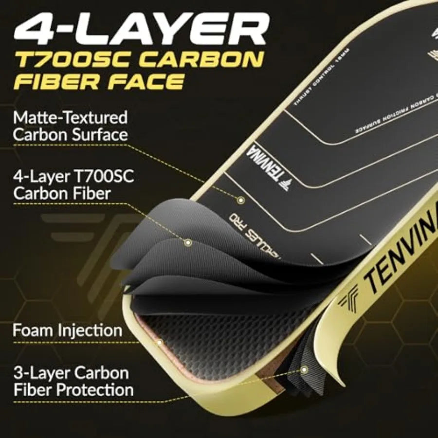 TENVINA bow with carbon fiber face and text highlighting features on a dark background