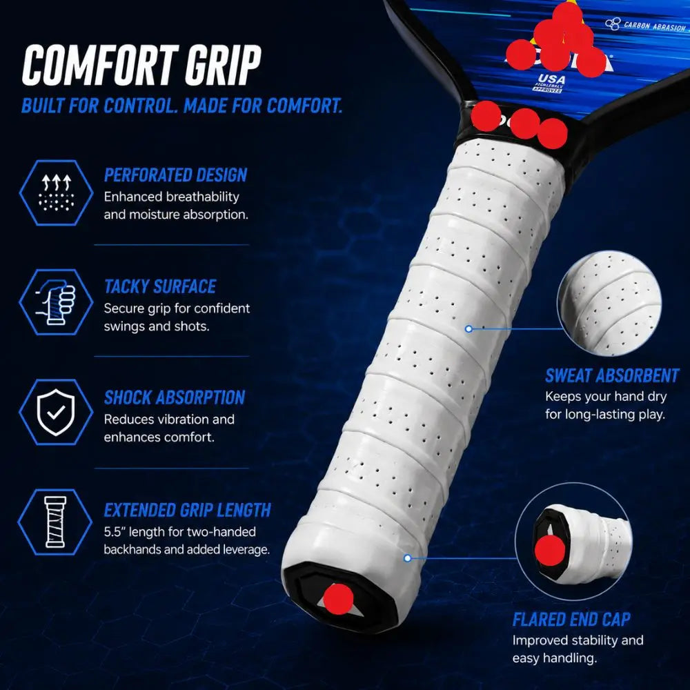 Blue 16mm Carbon Fiber Pickleball Paddle