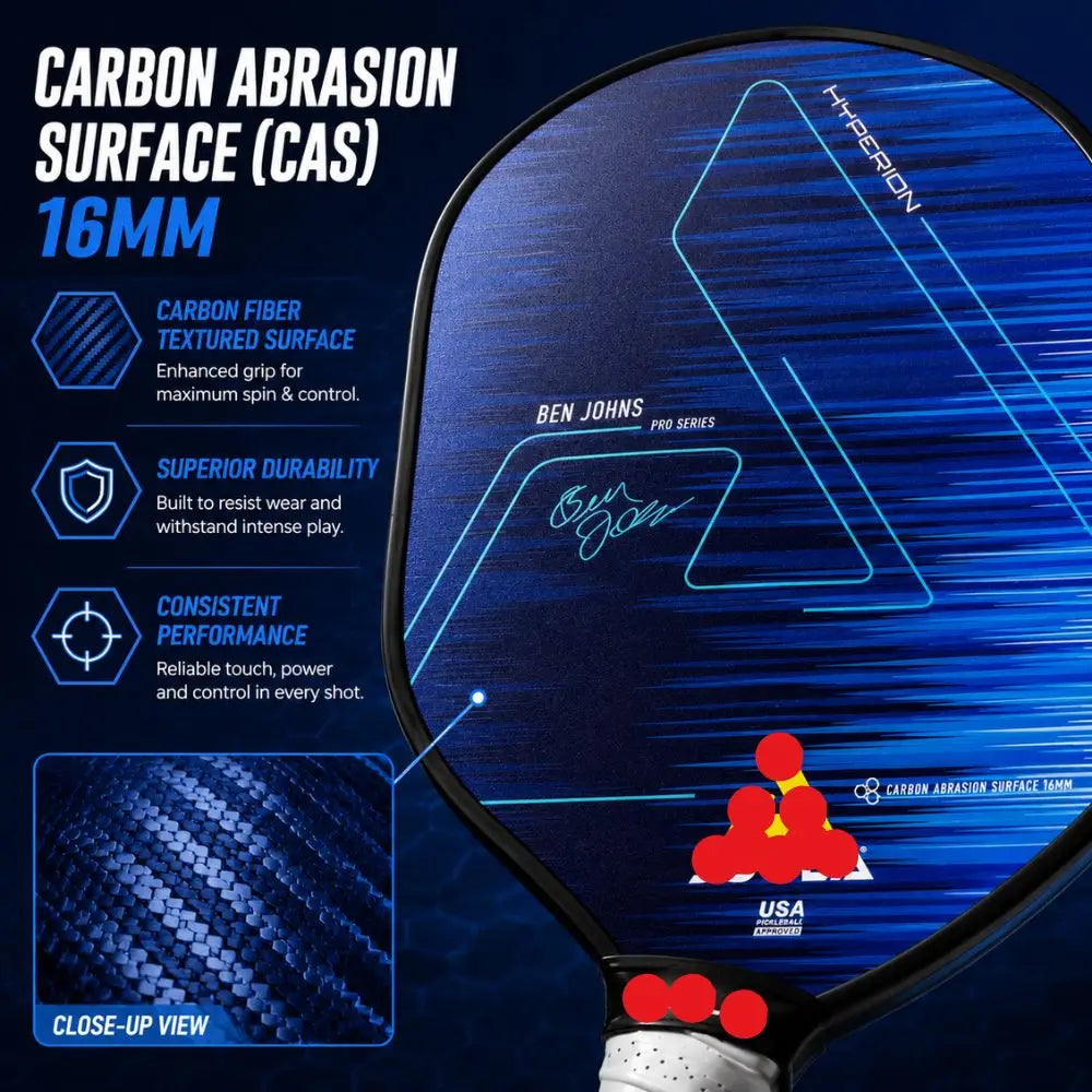 Blue 16mm Carbon Fiber Pickleball Paddle