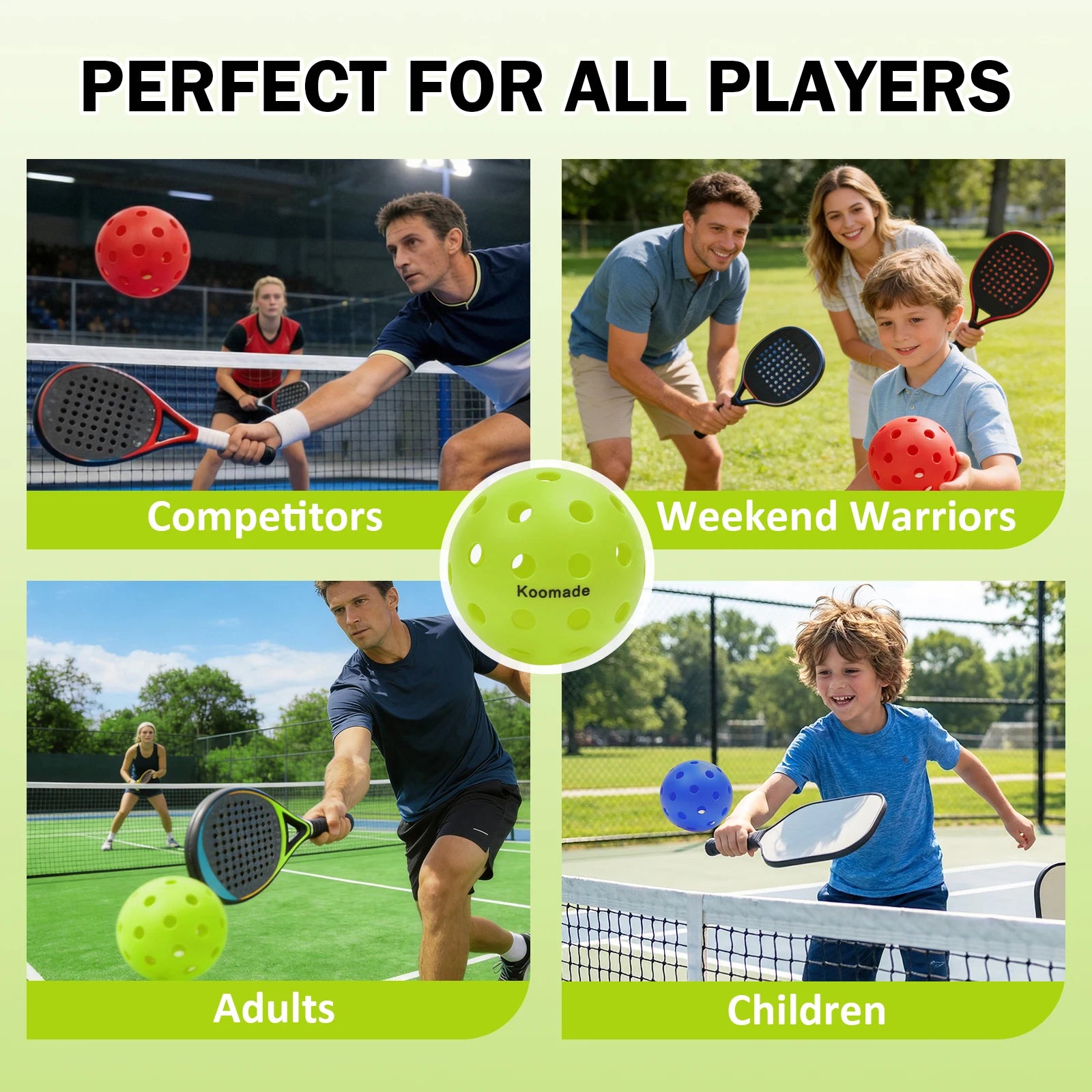 KOOMADE 40-Hole Outdoor Pickleballs