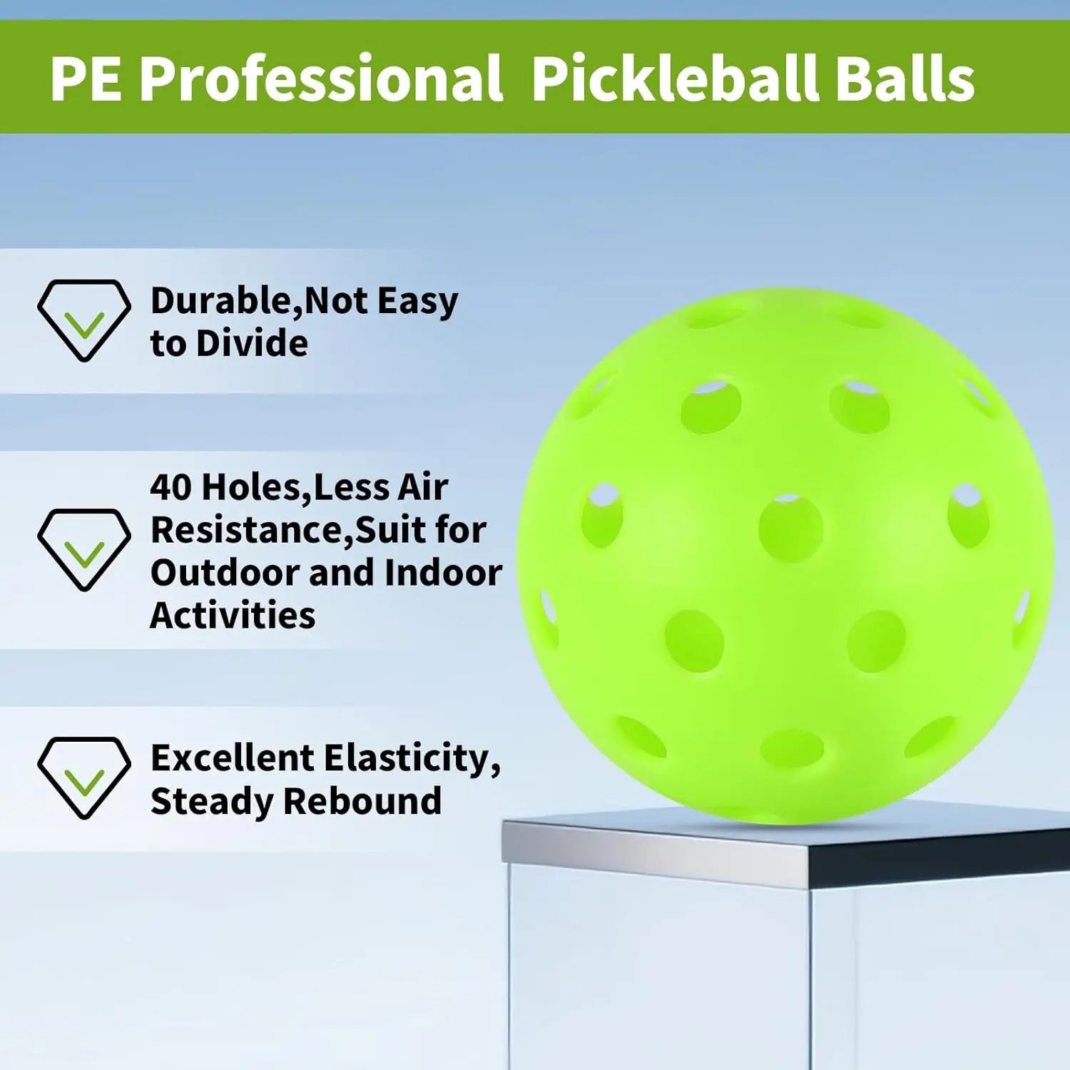 40-Hole Pickleball Balls (Outdoor & Indoor)
