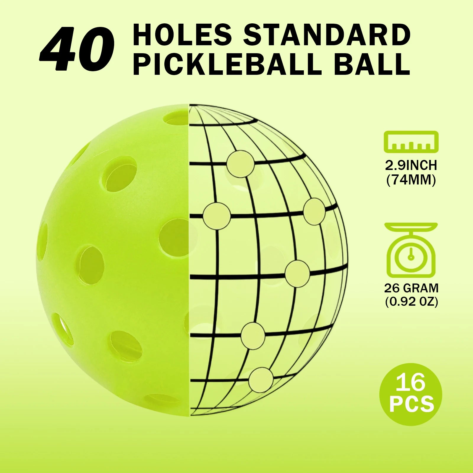 KOOMADE 40-Hole Outdoor Pickleballs