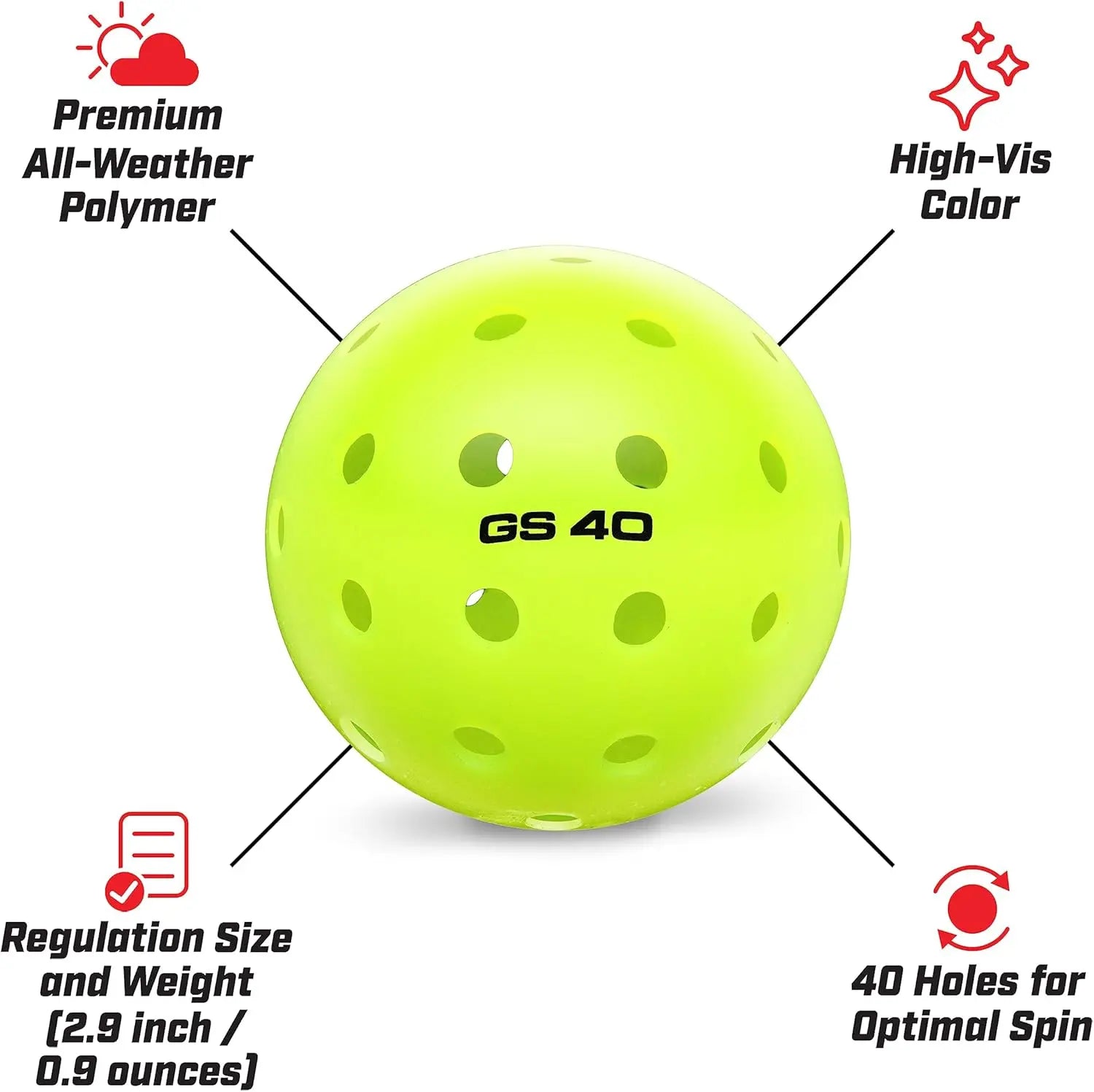 40-Pack Outdoor Pickleballs