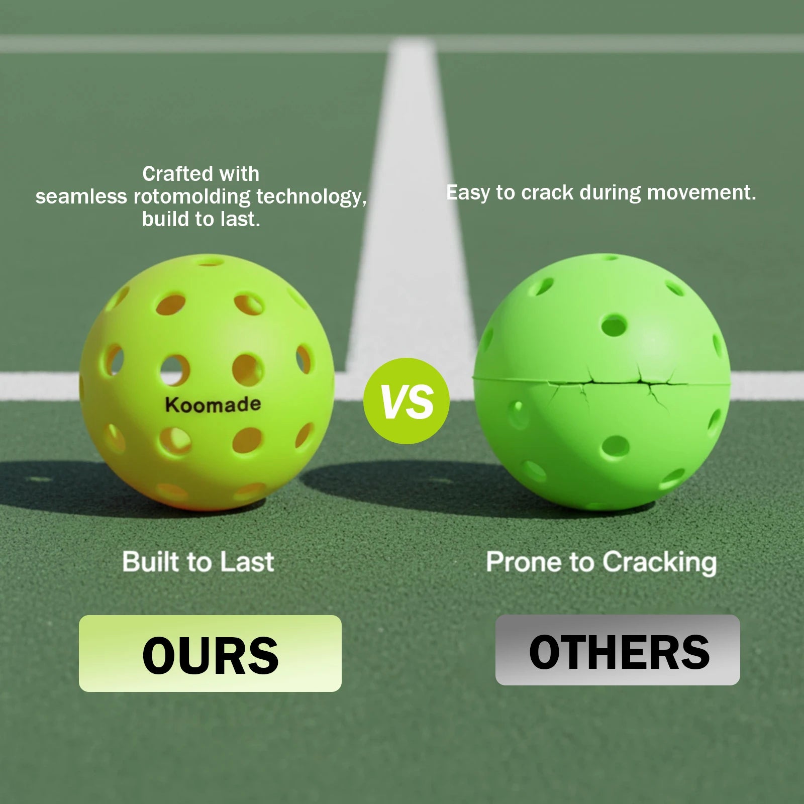 KOOMADE 40-Hole Outdoor Pickleballs