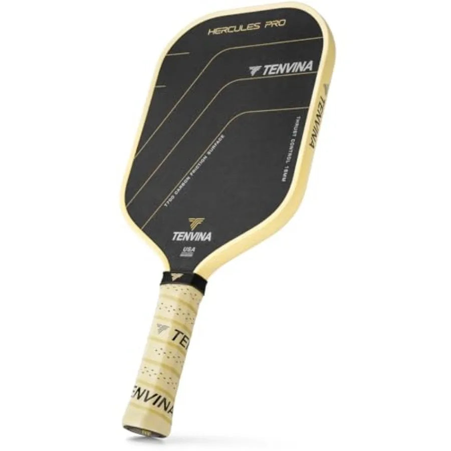 Tenvina pickleball paddle with black and beige design on a white background