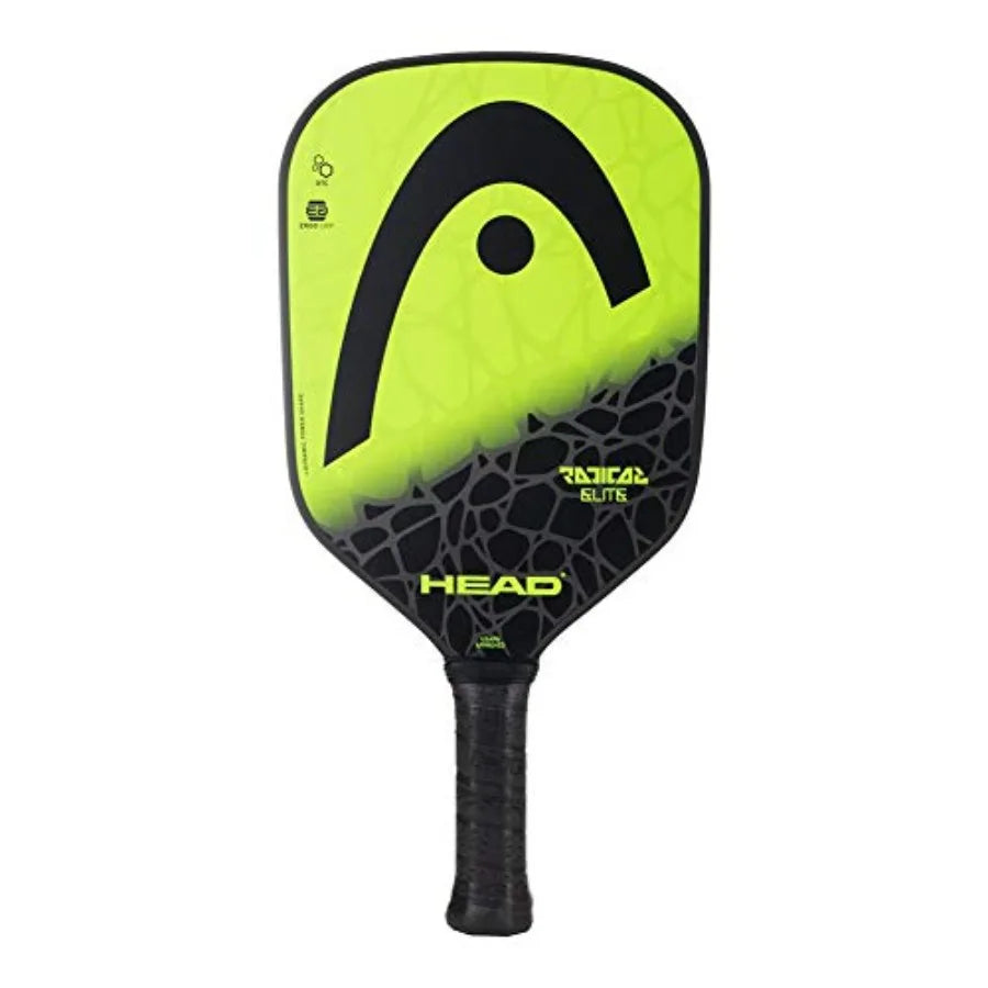 Yellow and black pickleball paddle with 'HEAD' branding on a white background